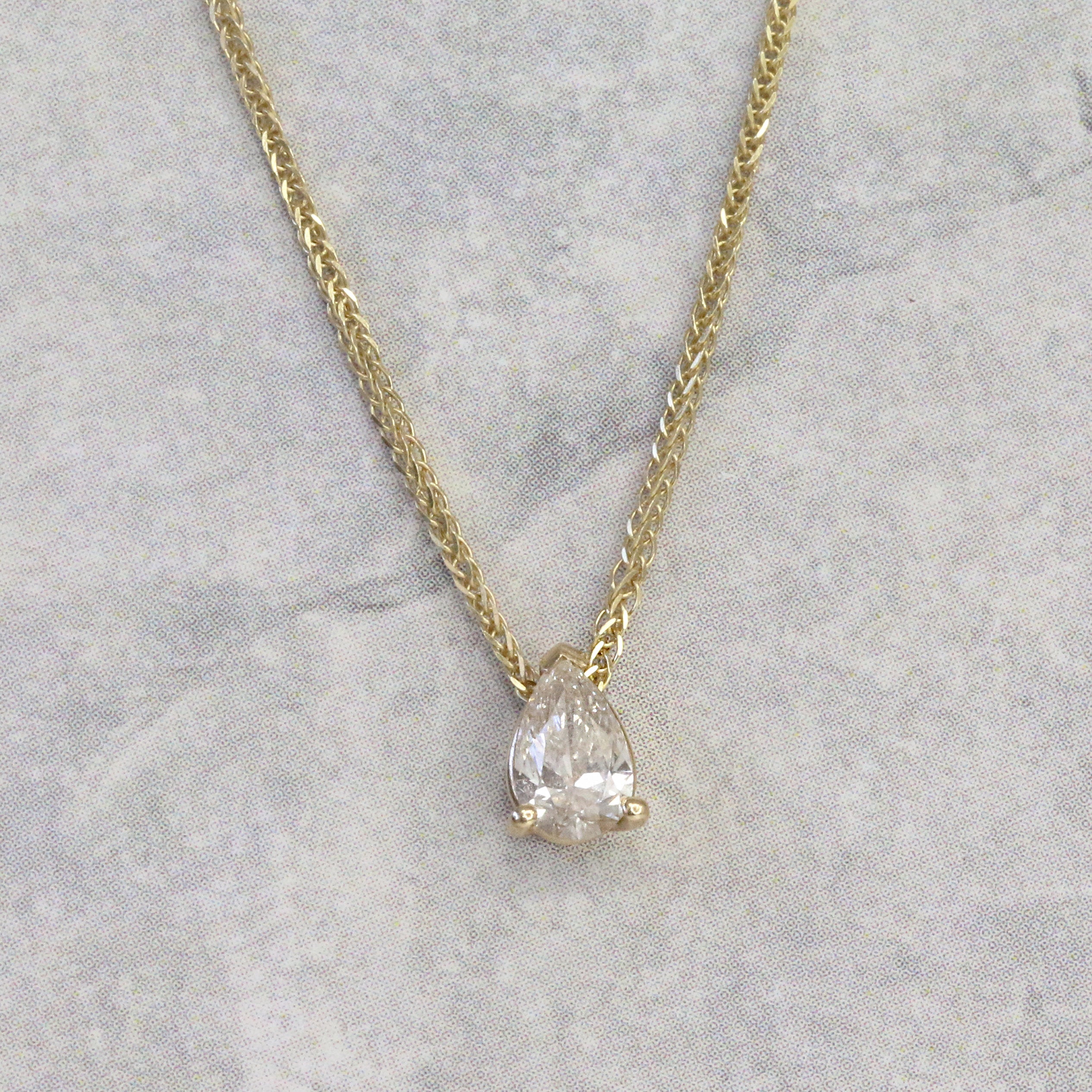 Natural Diamond Floating Pendant with a Yellow Gold Necklace