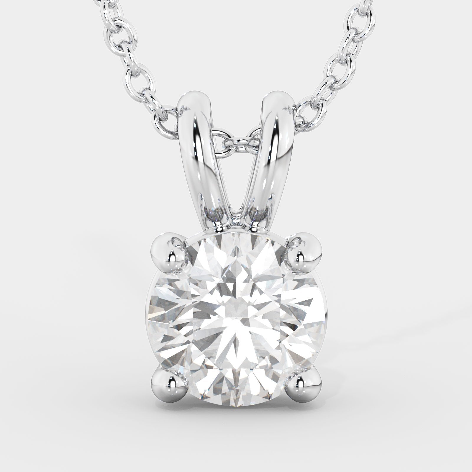 Natural Diamond Solitaire Pendant with a White Gold Necklace