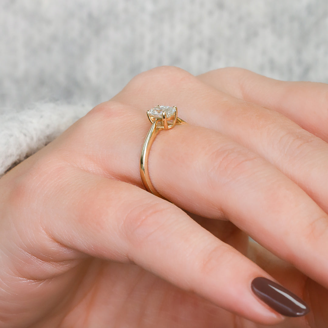 Descending Natural Oval  Diamond Engagement Ring