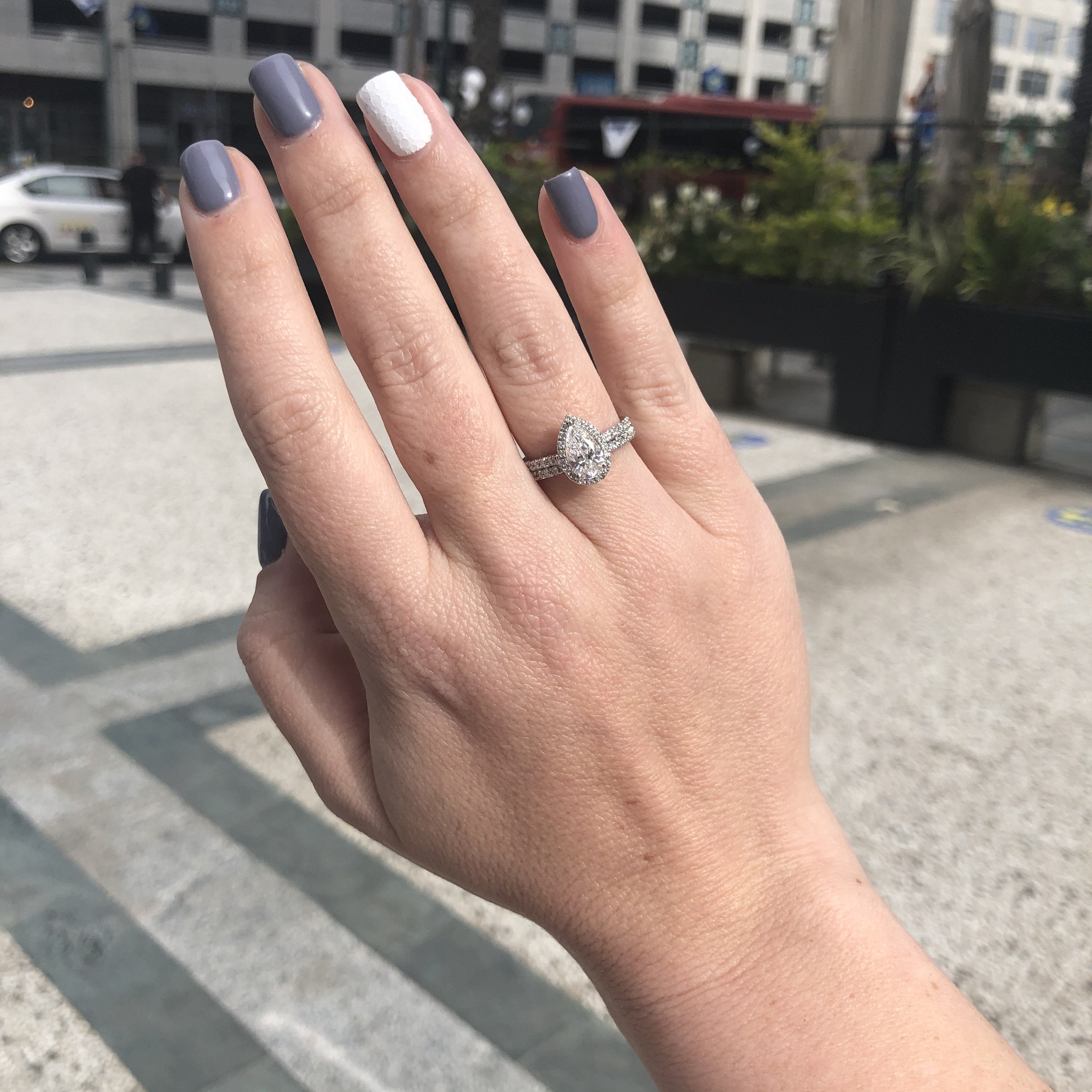 Halo Natural Pear Cut Diamond Engagement Set