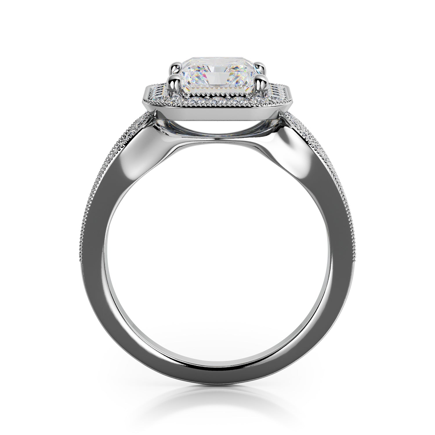 Golden Light -Split Shank Natural Radiant  Diamond Engagement Ring