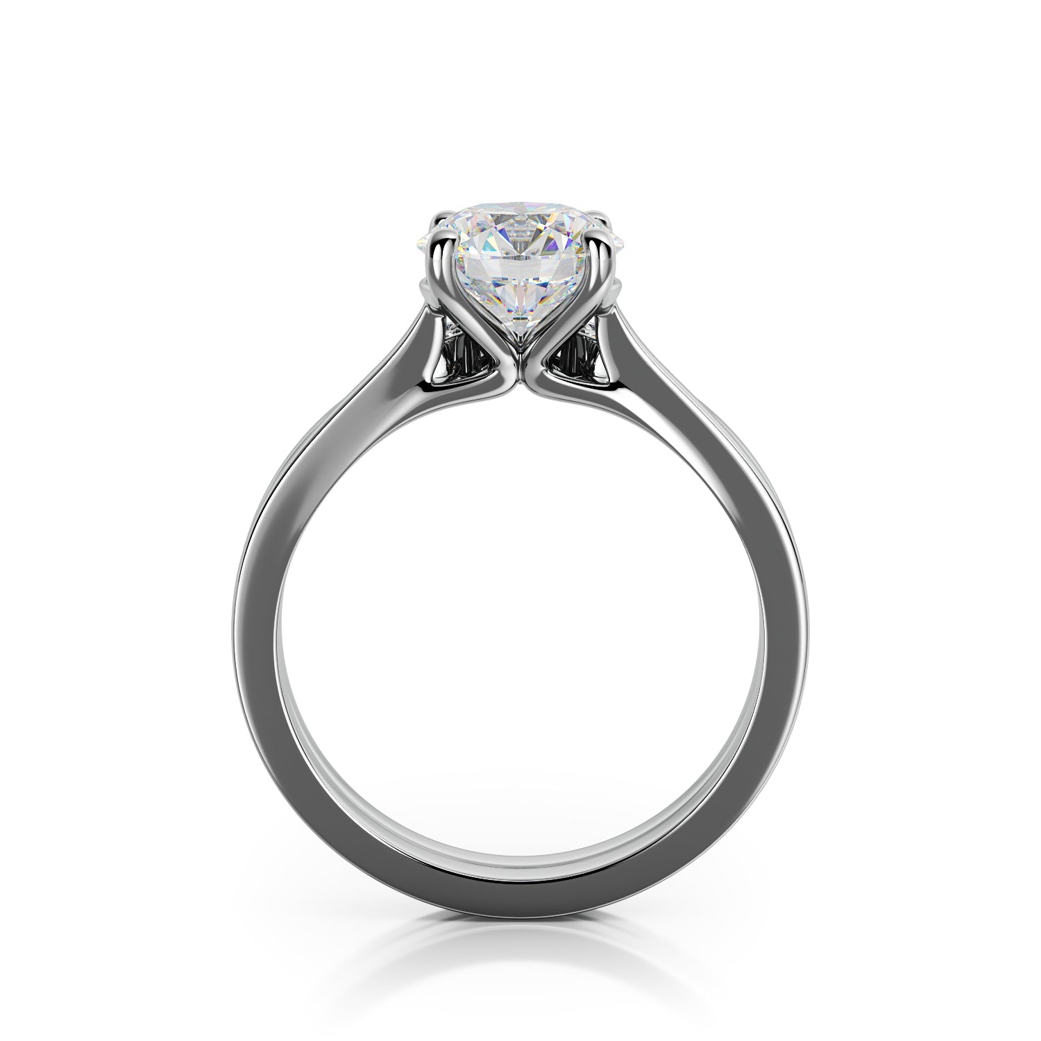 Glare - Plain Band Natural Round Cut Diamond Engagement Set
