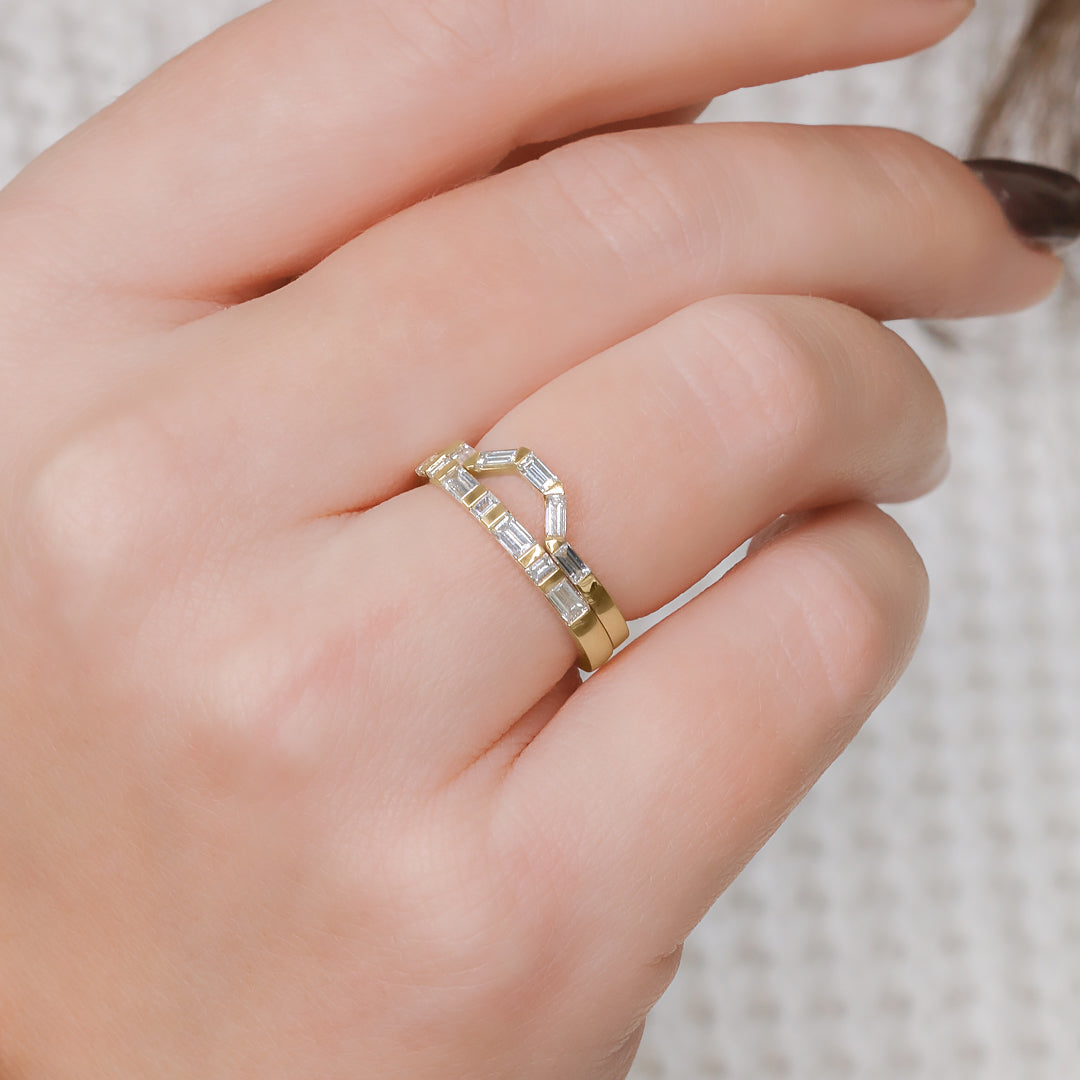 Geometric Natural Baguette Cut cut Diamond Wedding Band