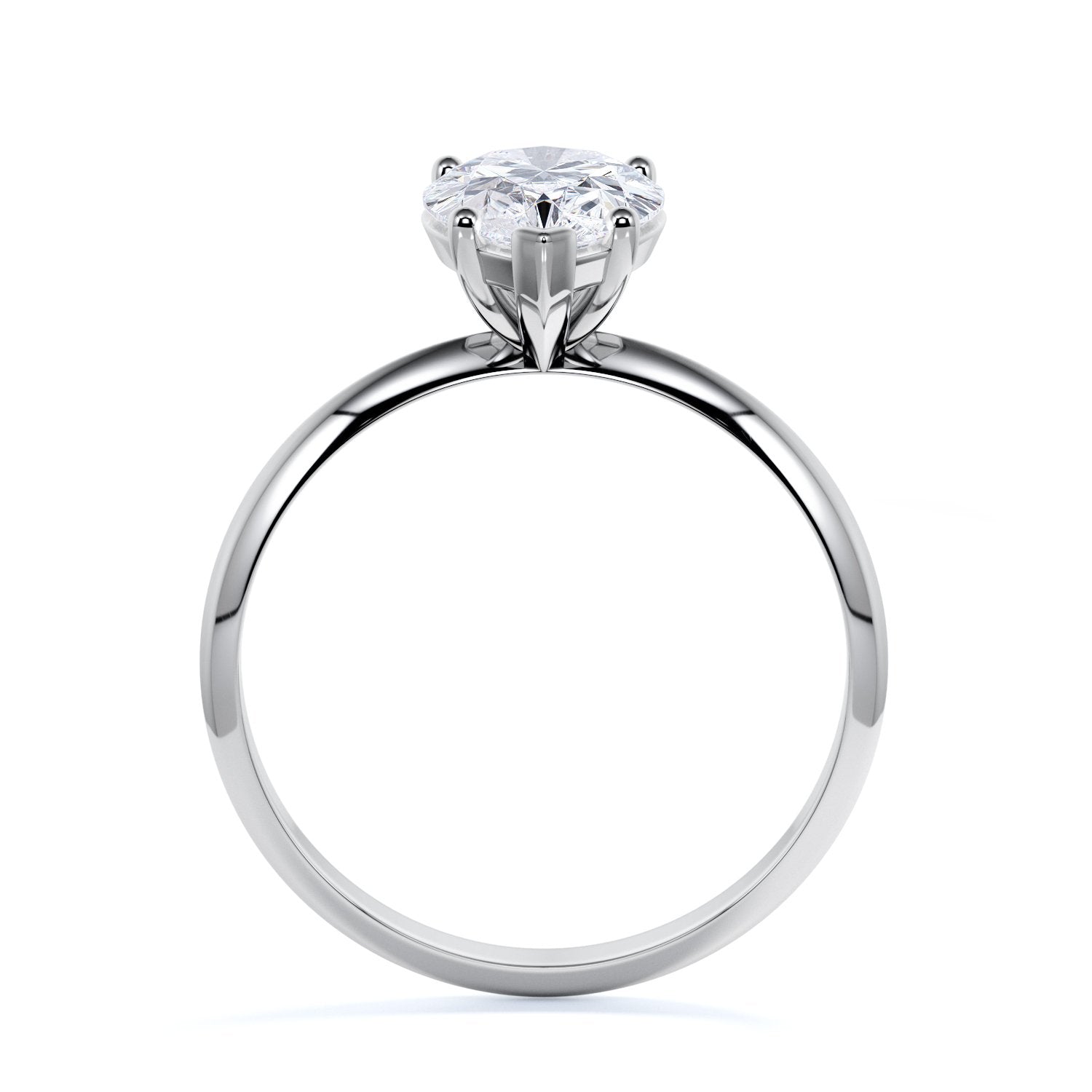 5 prongs Natural Pear  Diamond Engagement Ring