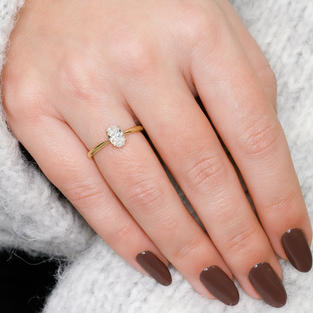 Descending Natural Oval  Diamond Engagement Ring
