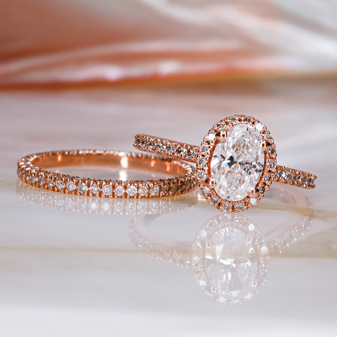 Halo Natural Oval Cut Diamond Engagement Ring