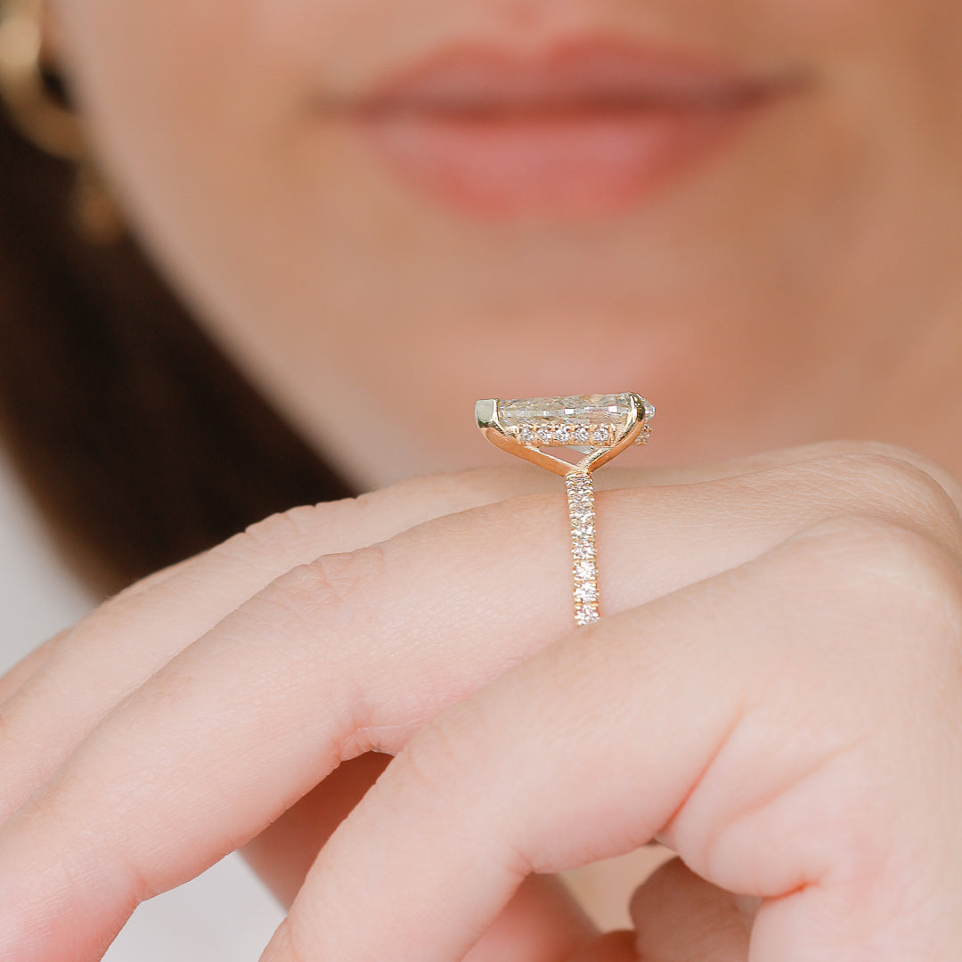 3.69 Carat Natural Pear Cut Diamond Engagement Ring