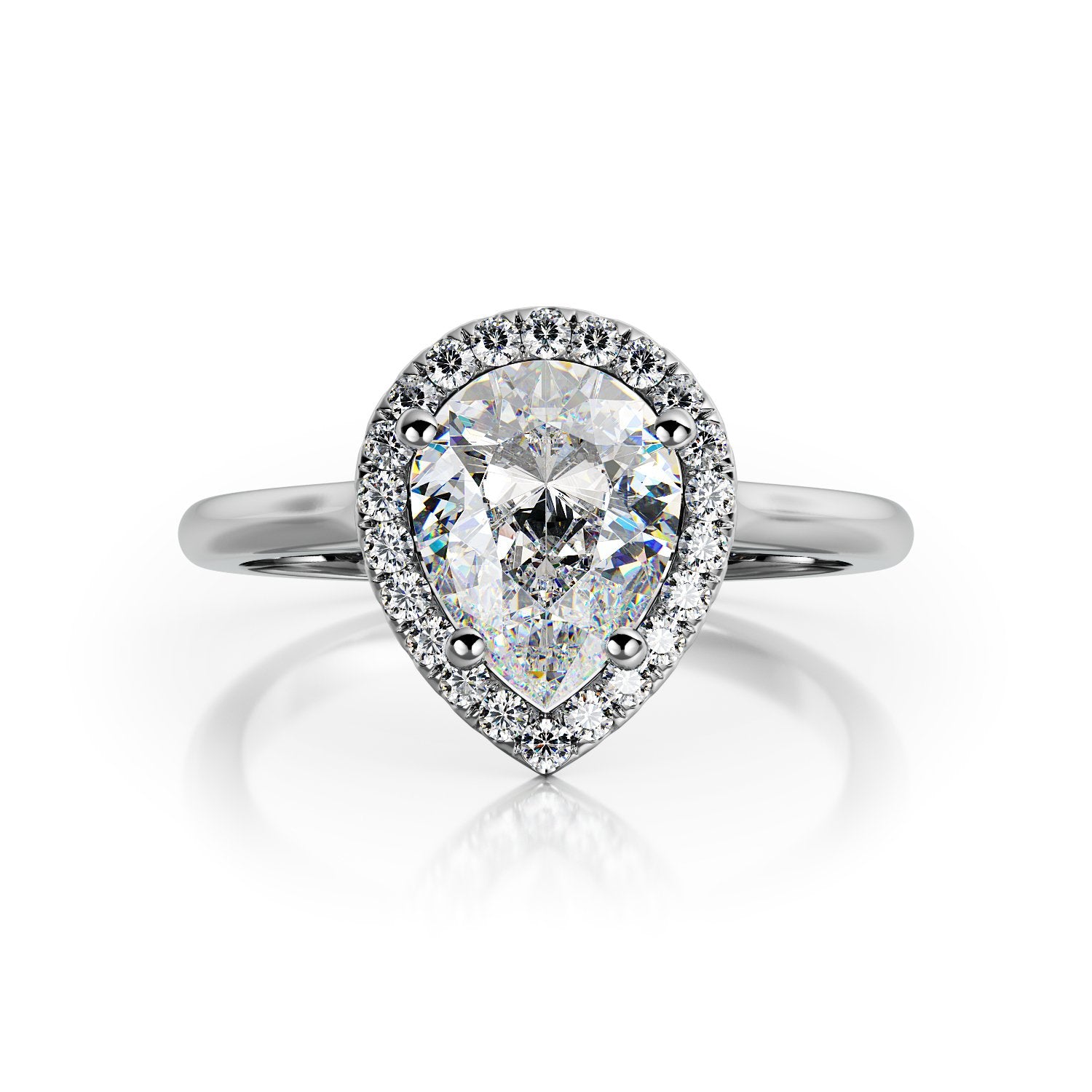 Guiding Light -Halo Natural Pear Cut Diamond Engagement Ring