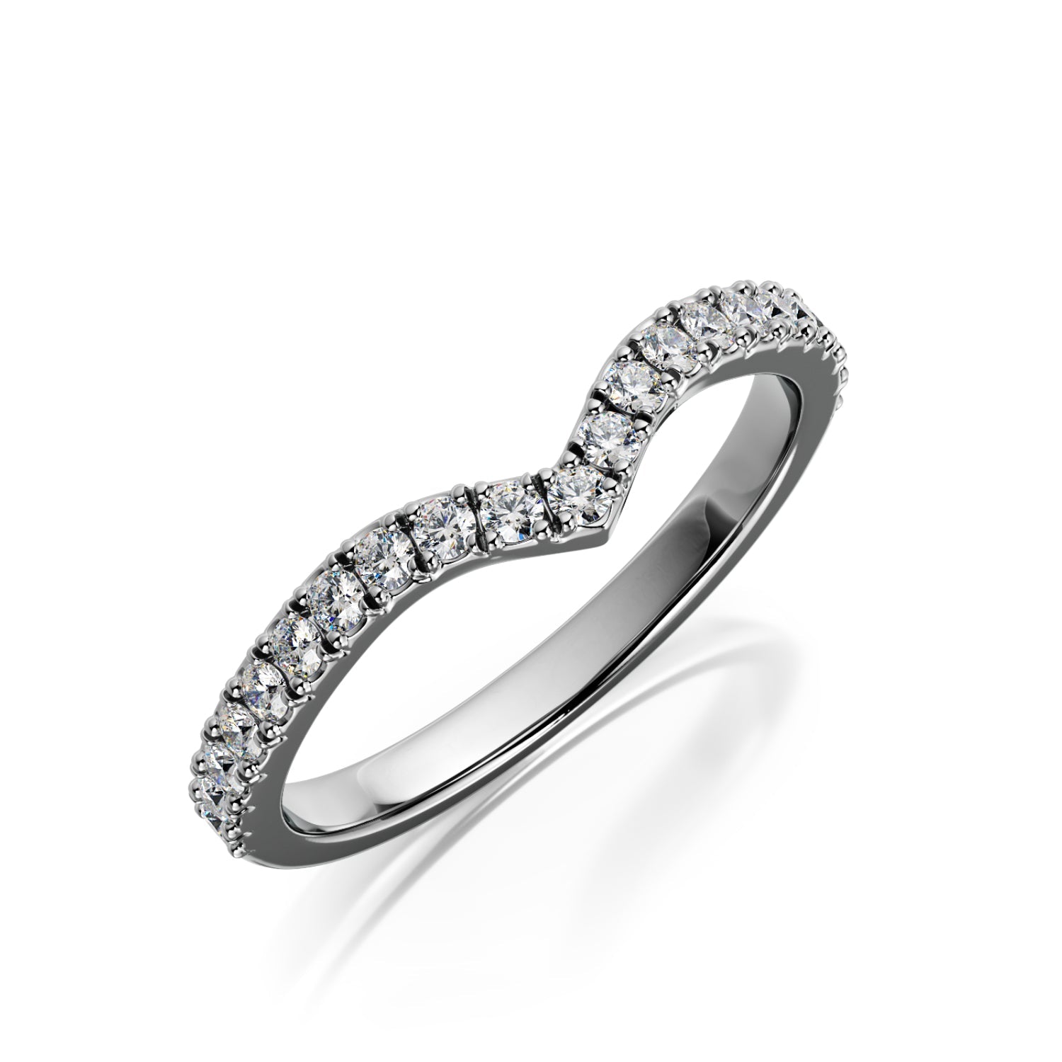Soft Light - V-Band Natural Round cut Diamond Wedding Band