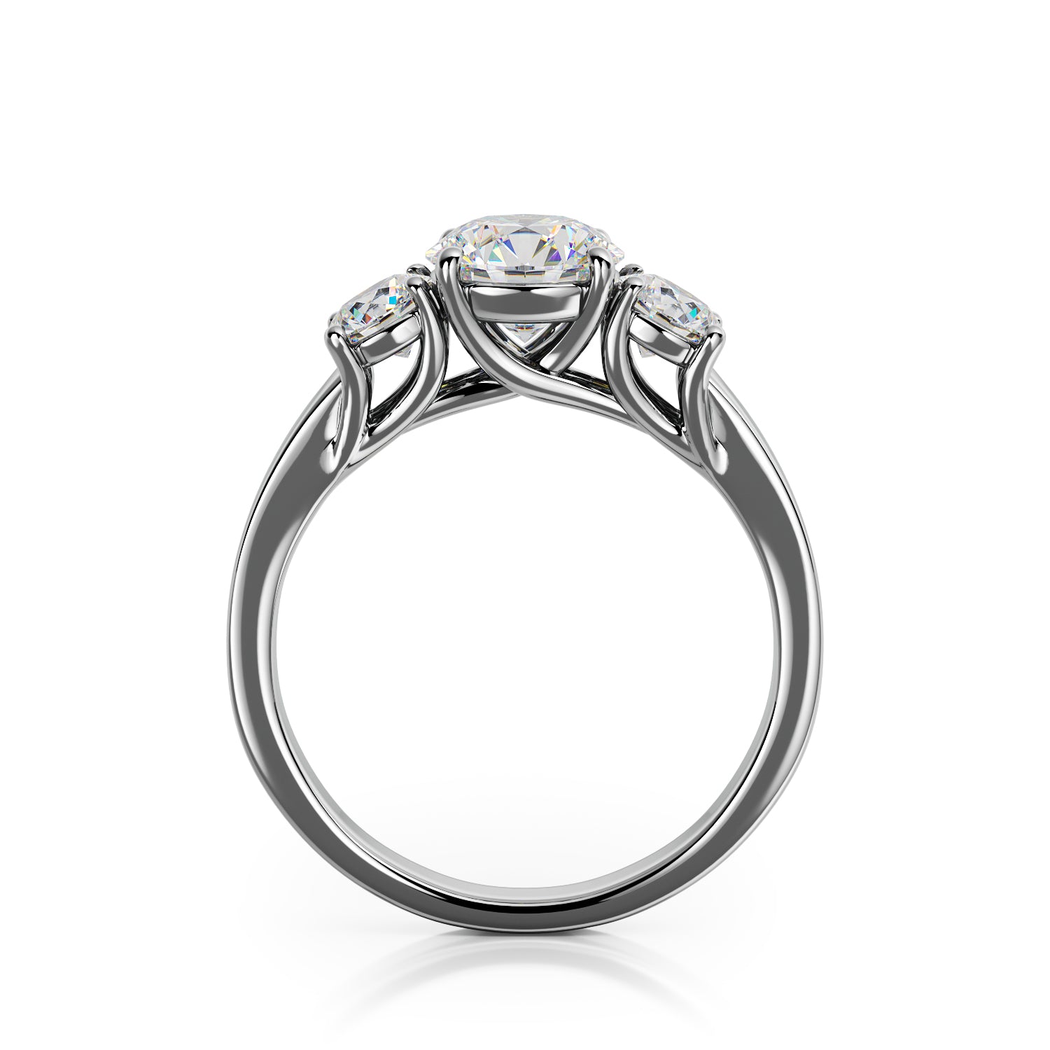 plain Band Natural Round  Diamond Engagement Ring