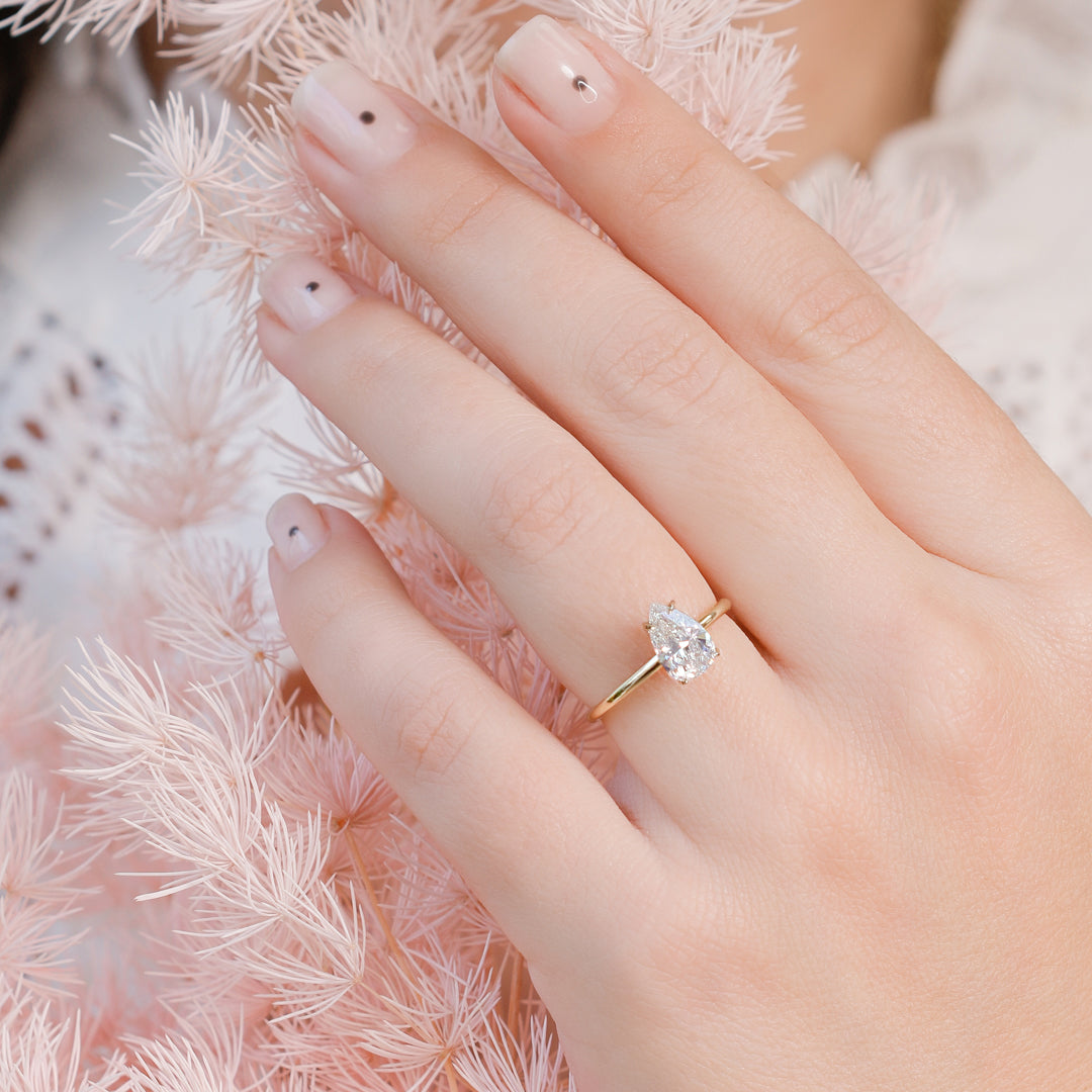 Airglow - Hidden Halo Natural Pear  Diamond Engagement Ring