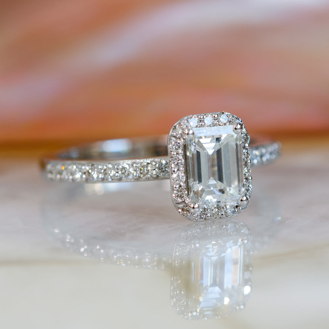 Natural Emerald Cut  Diamond Engagement Ring