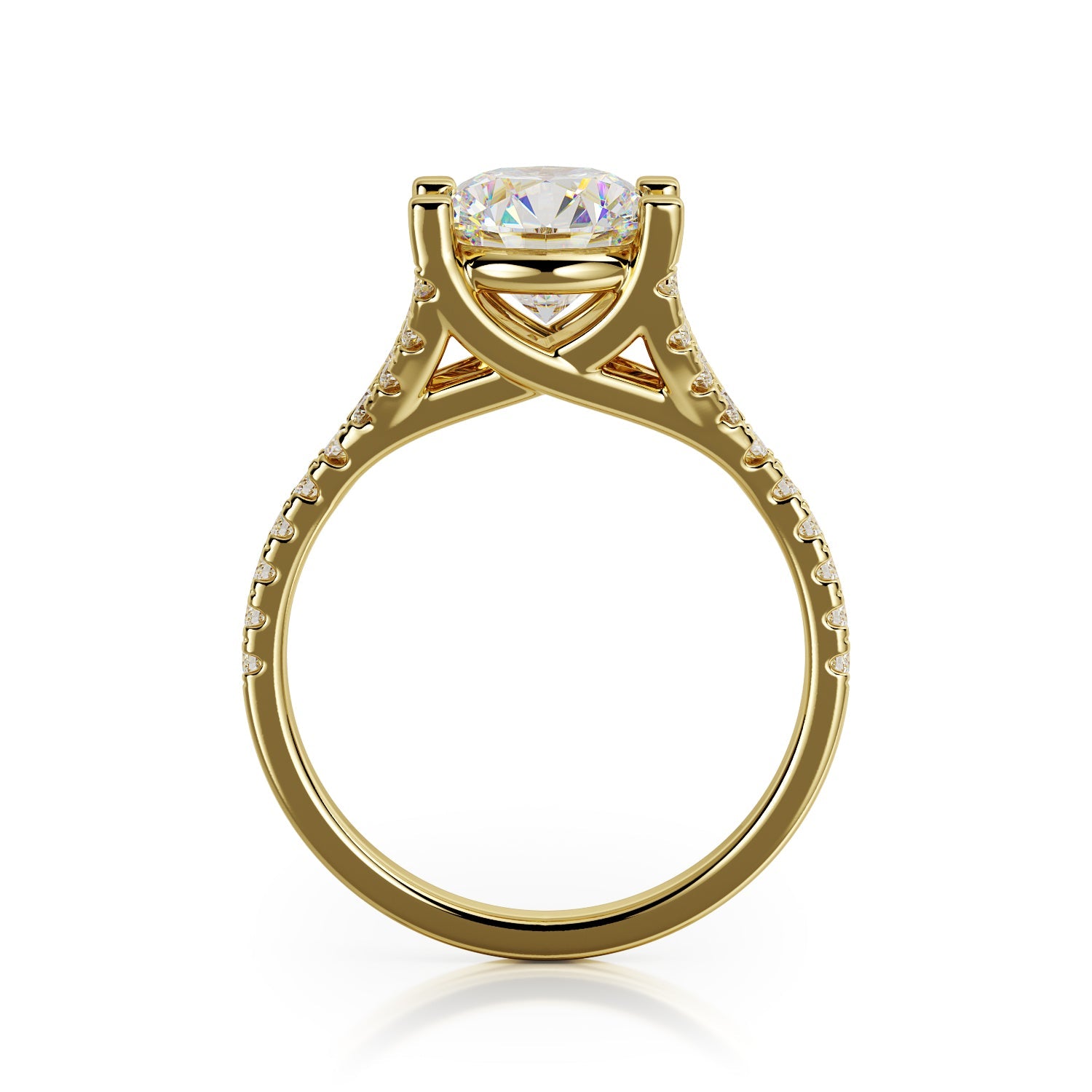 Split Solitaire Natural Round  Diamond Engagement Ring