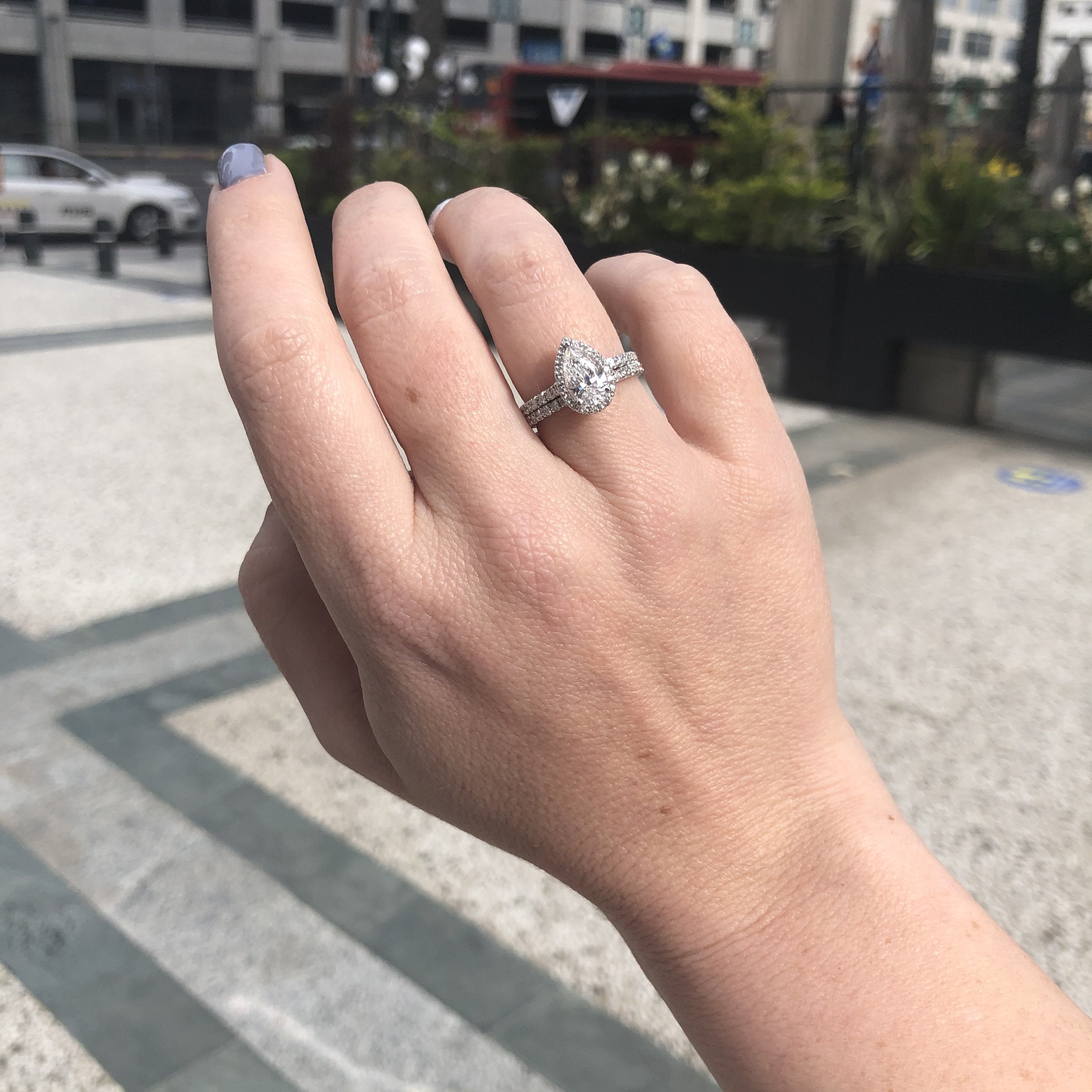 Halo Natural Pear Cut Diamond Engagement Set