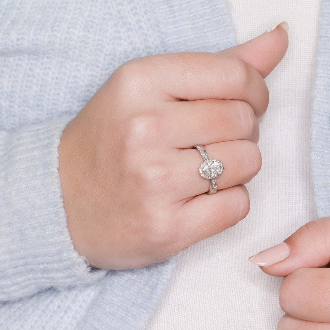 Twisted Shank Natural Oval  Diamond Engagement Ring