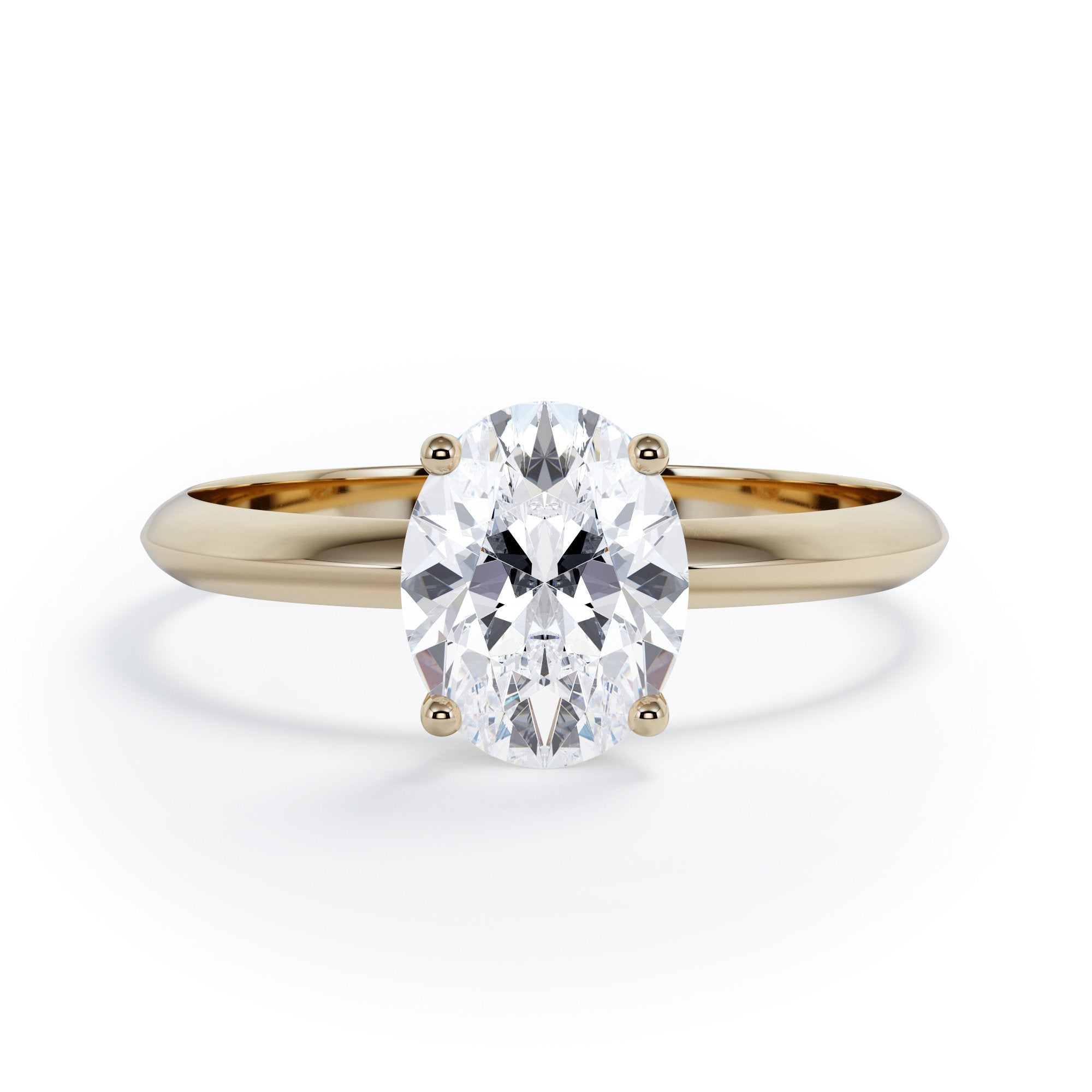 4 prongs Natural Oval  Diamond Engagement Ring