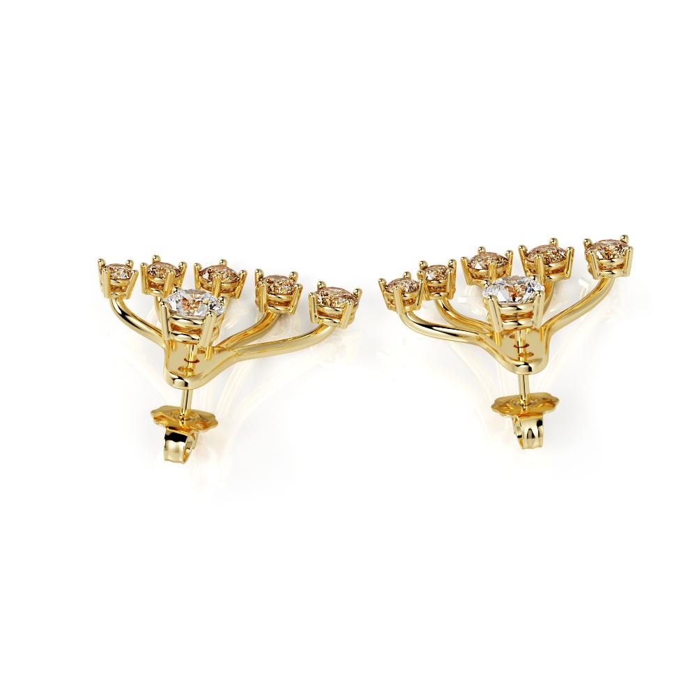 Waver Earrings 3 Natural Diamonds in Yellow Gold