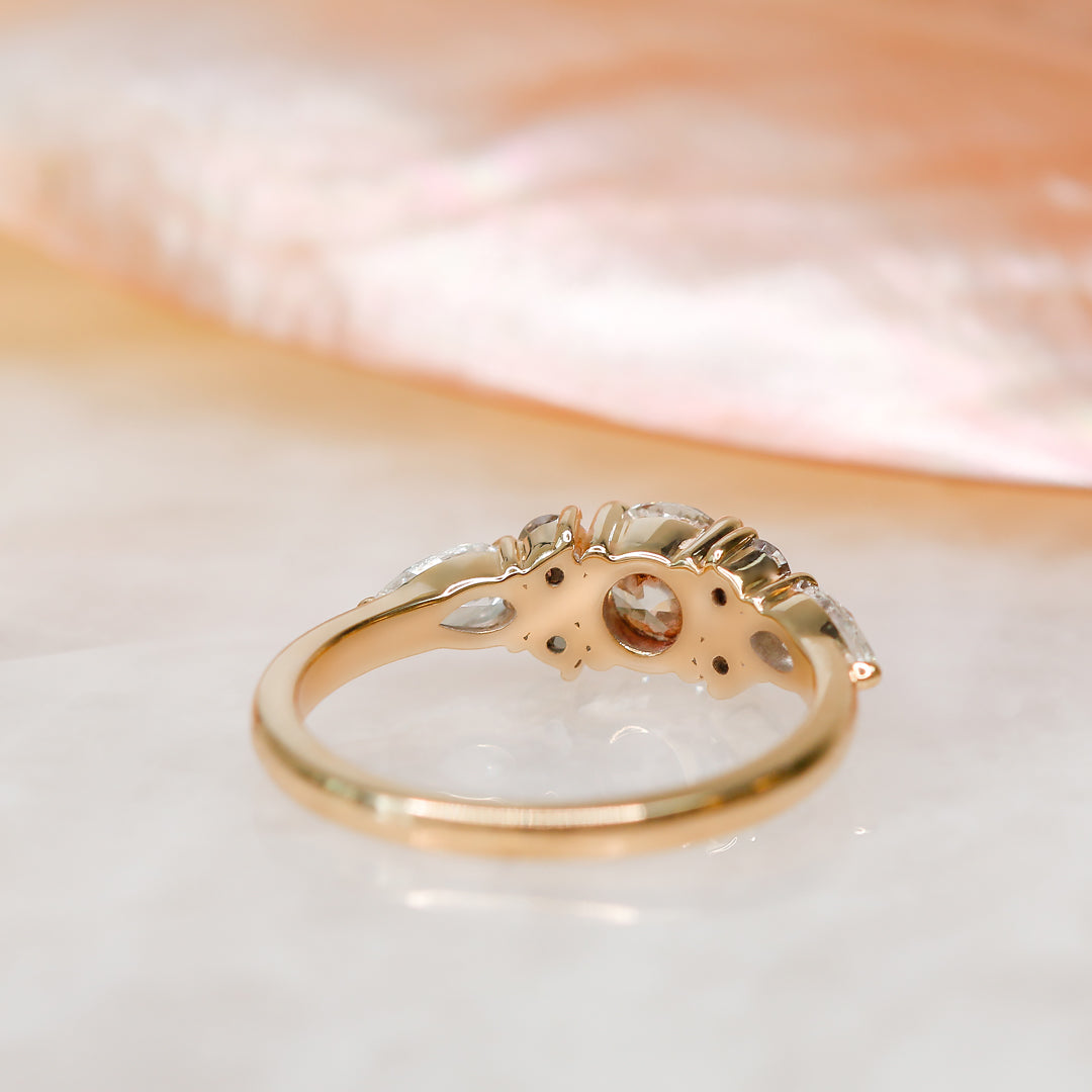 Art Deco Natural Round  Diamond Engagement Ring