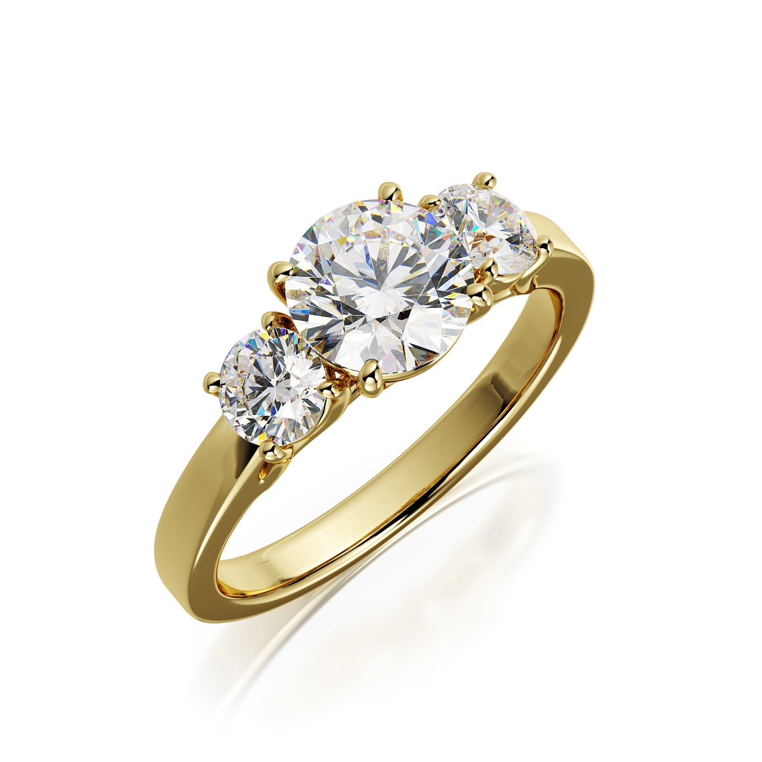 Plain Band Natural Round Diamond Engagement Ring