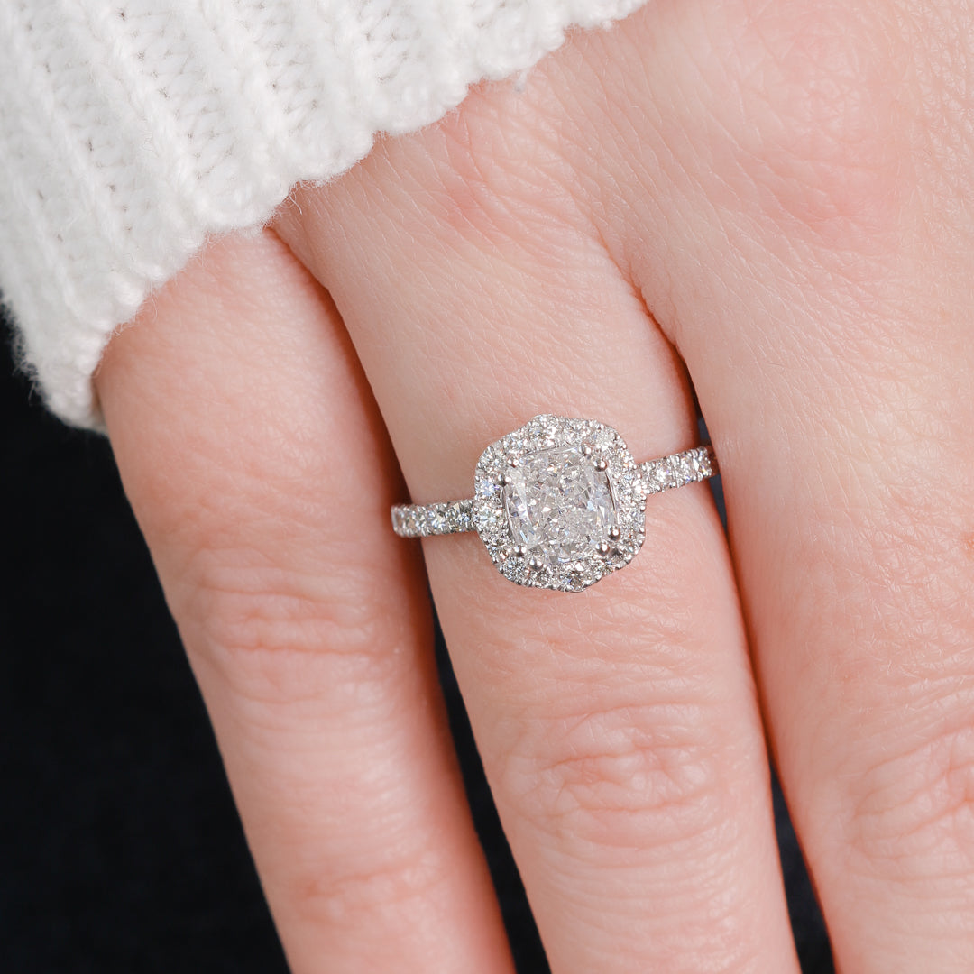 Vintage Natural Cushion Cut Diamond Engagement Ring