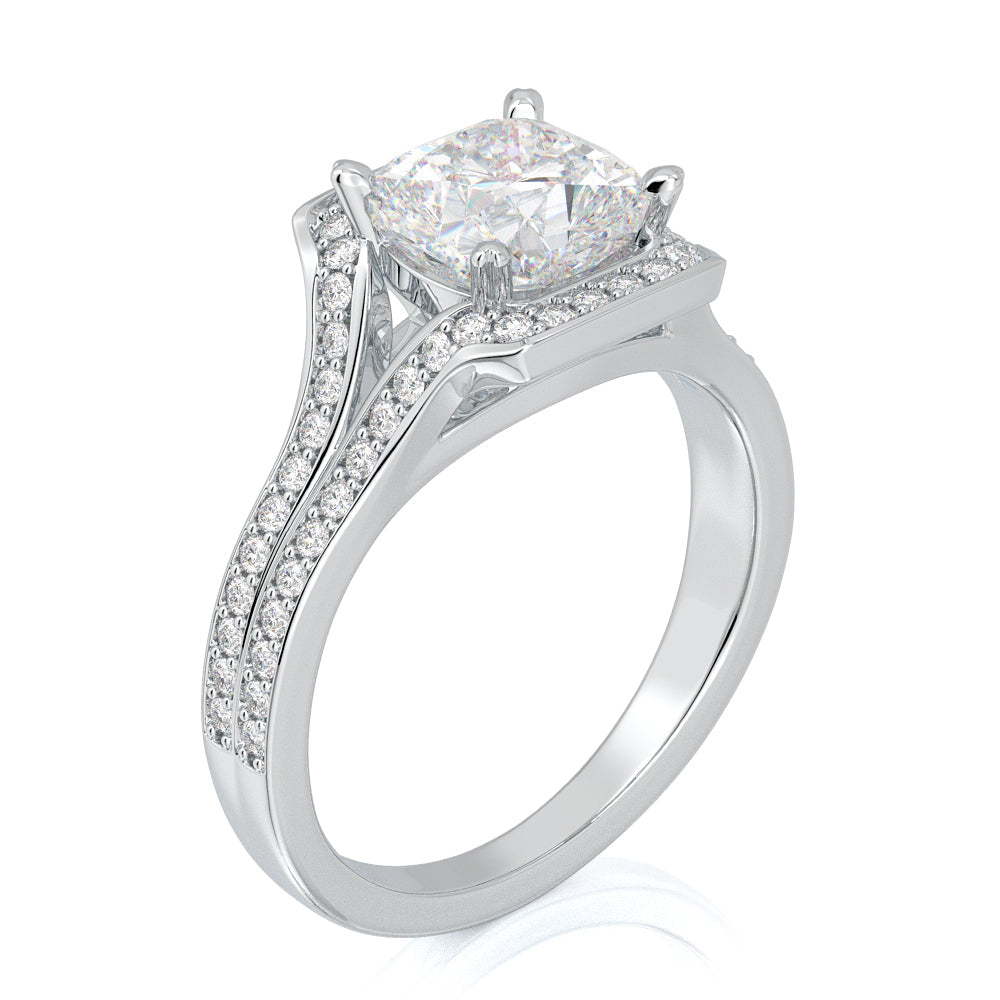 Vintage Channel Natural Cushion Cut Diamond Engagement Ring