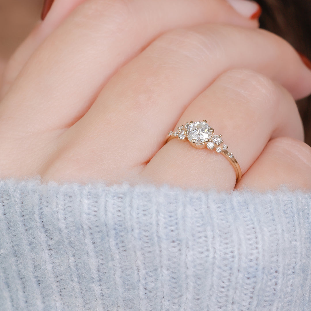 Delicate Natural Round Cut Diamond Engagement Ring