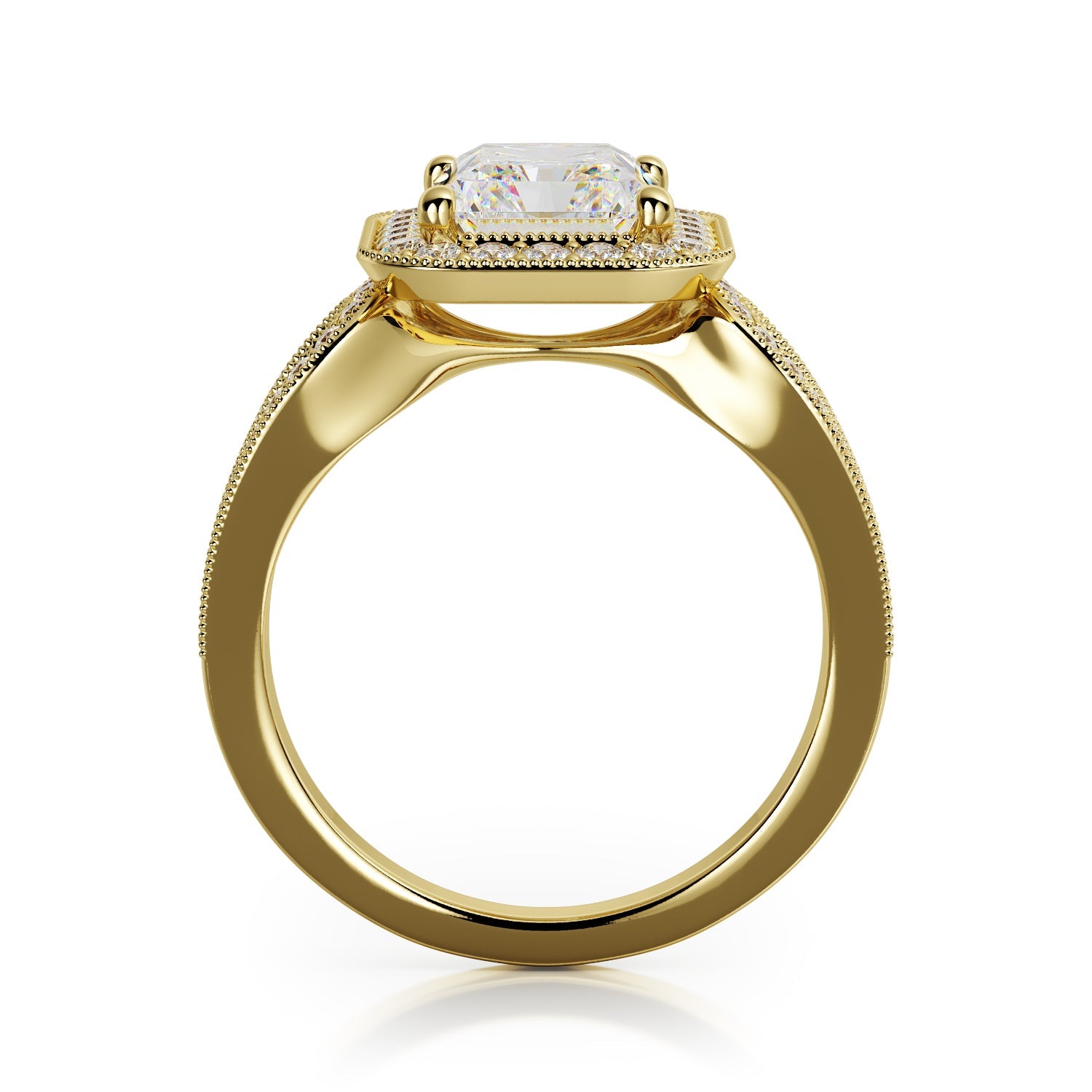 Split Shank Natural Radiant Cut Diamond Engagement Ring