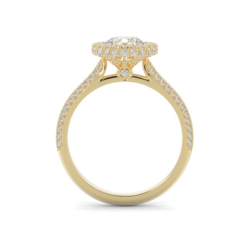 Firelight - 3-row band Natural Round Cut Diamond Engagement Ring