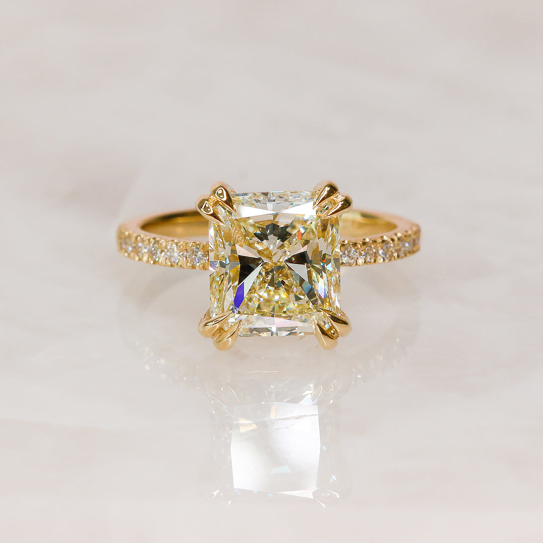 Hidden Halo Natural Radiant Cut Diamond Engagement Ring