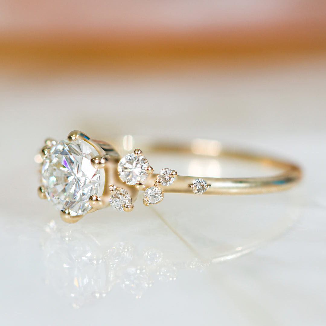Delicate Natural Round Cut Diamond Engagement Ring