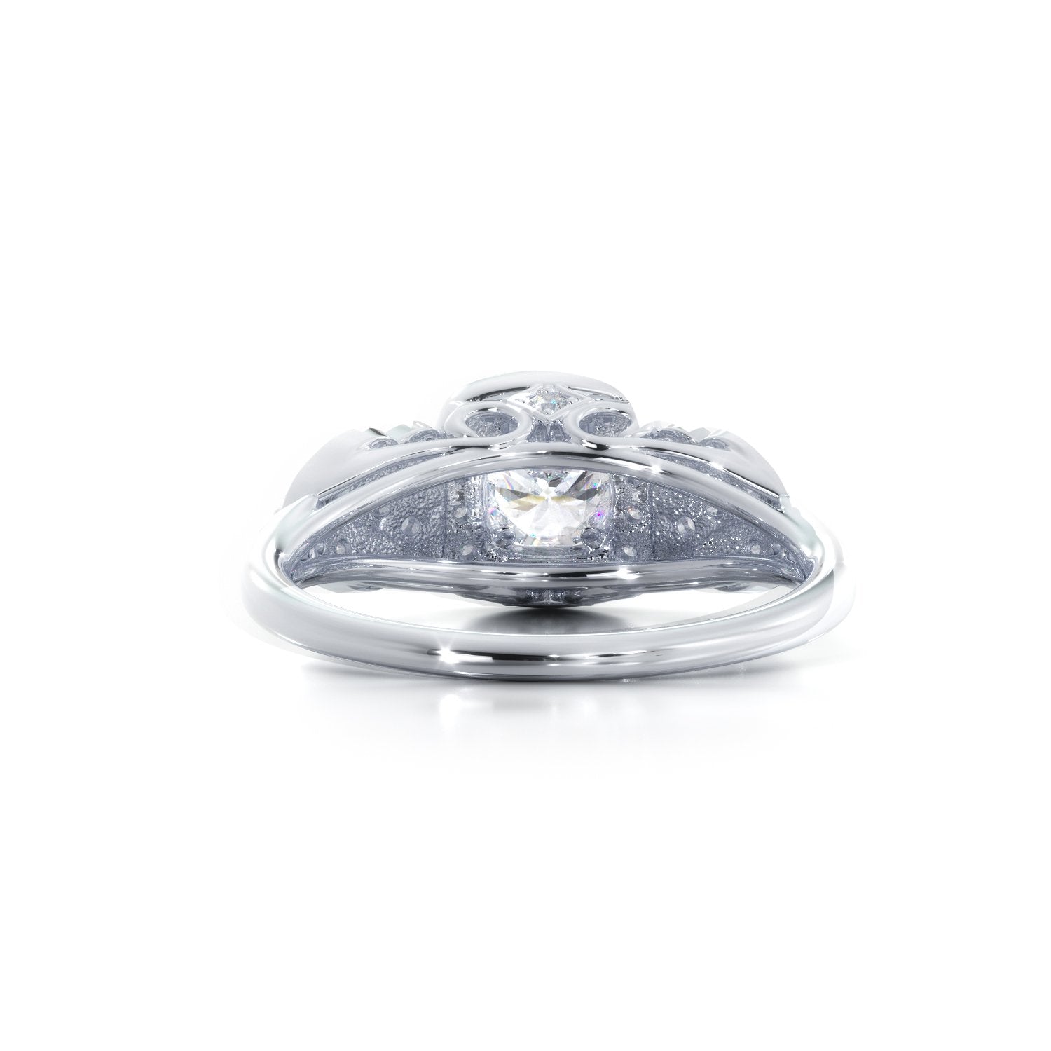 Pav'e Natural Round  Diamond Engagement Ring