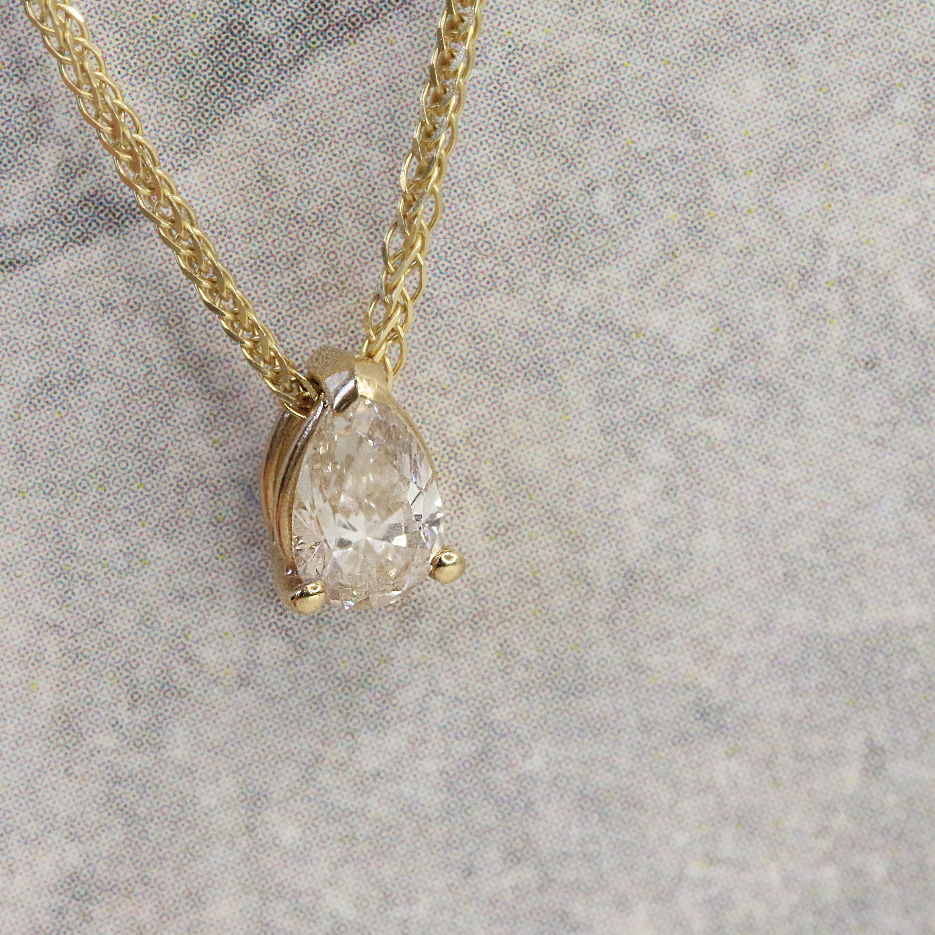 Natural Diamond Floating Pendant with a Yellow Gold Necklace