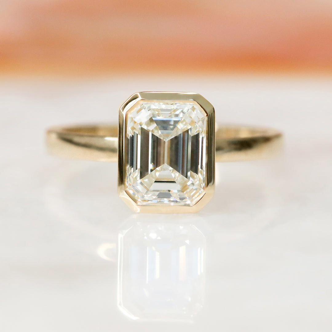 Natural Emerald Cut  Diamond Engagement Ring