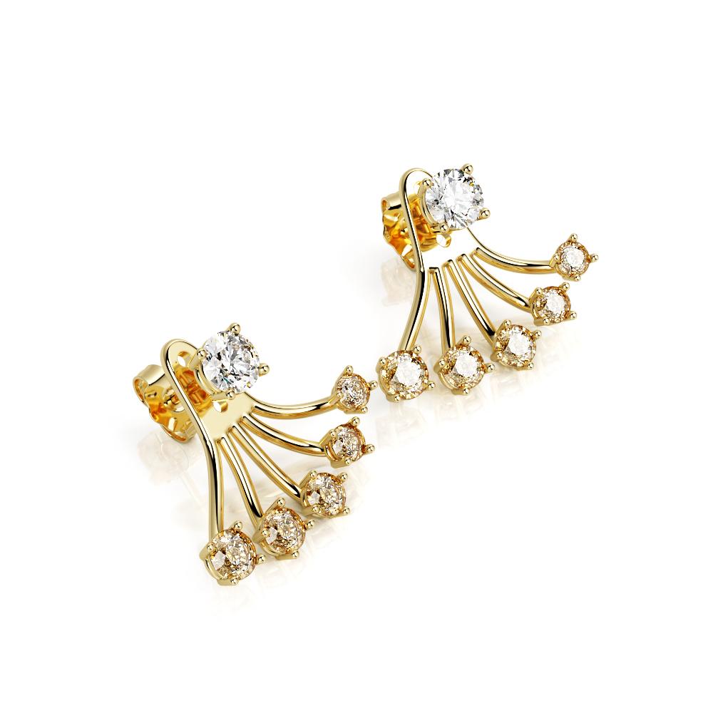 Waver Earrings 3 Natural Diamonds in Yellow Gold