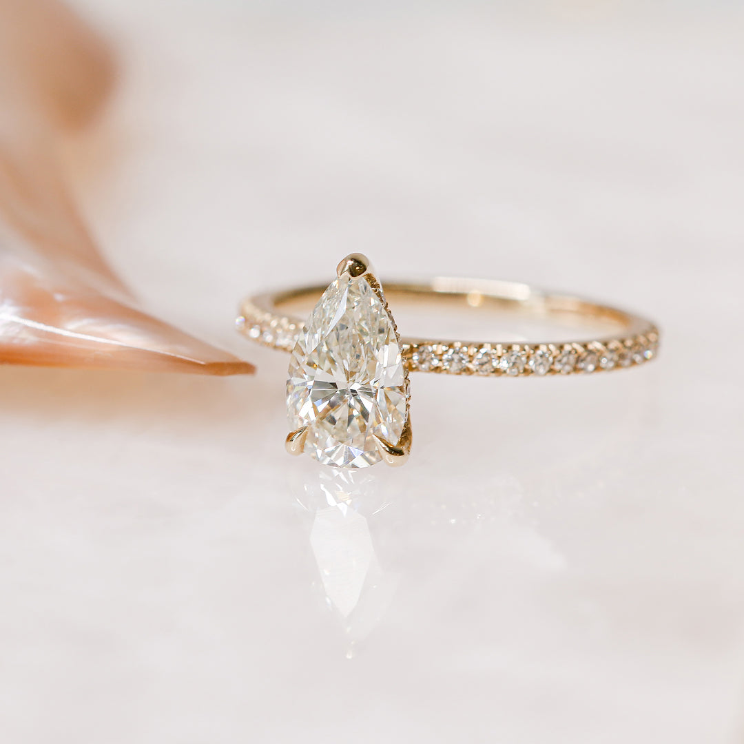 1.5 Carat Natural Pear Cut Diamond Engagement Ring