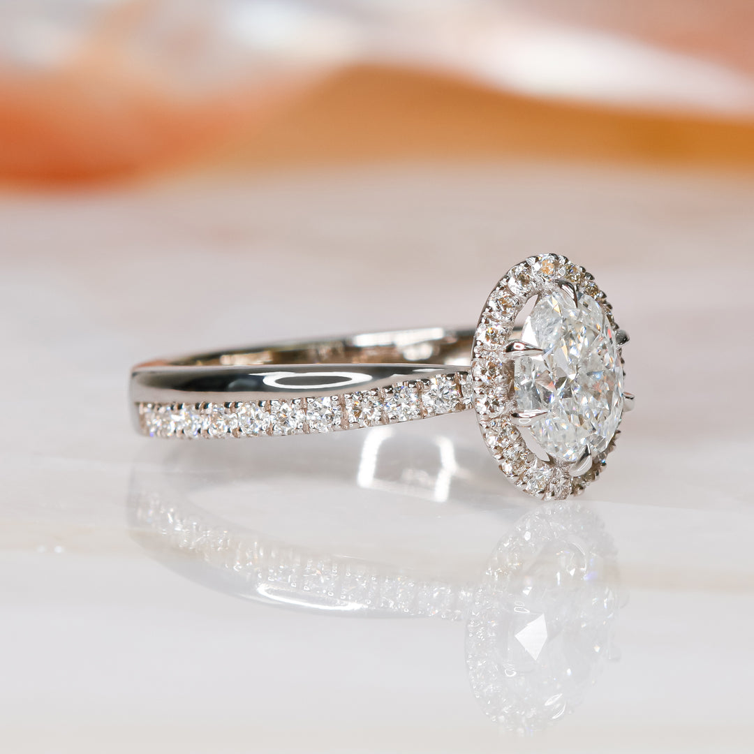 Twisted Shank Natural Oval  Diamond Engagement Ring