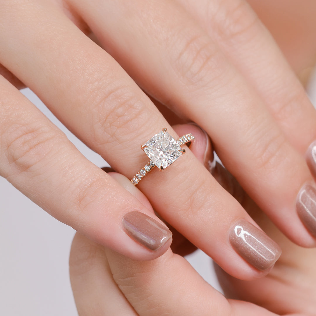 Accent Diamonds Natural Cushion Cut Diamond Engagement Ring