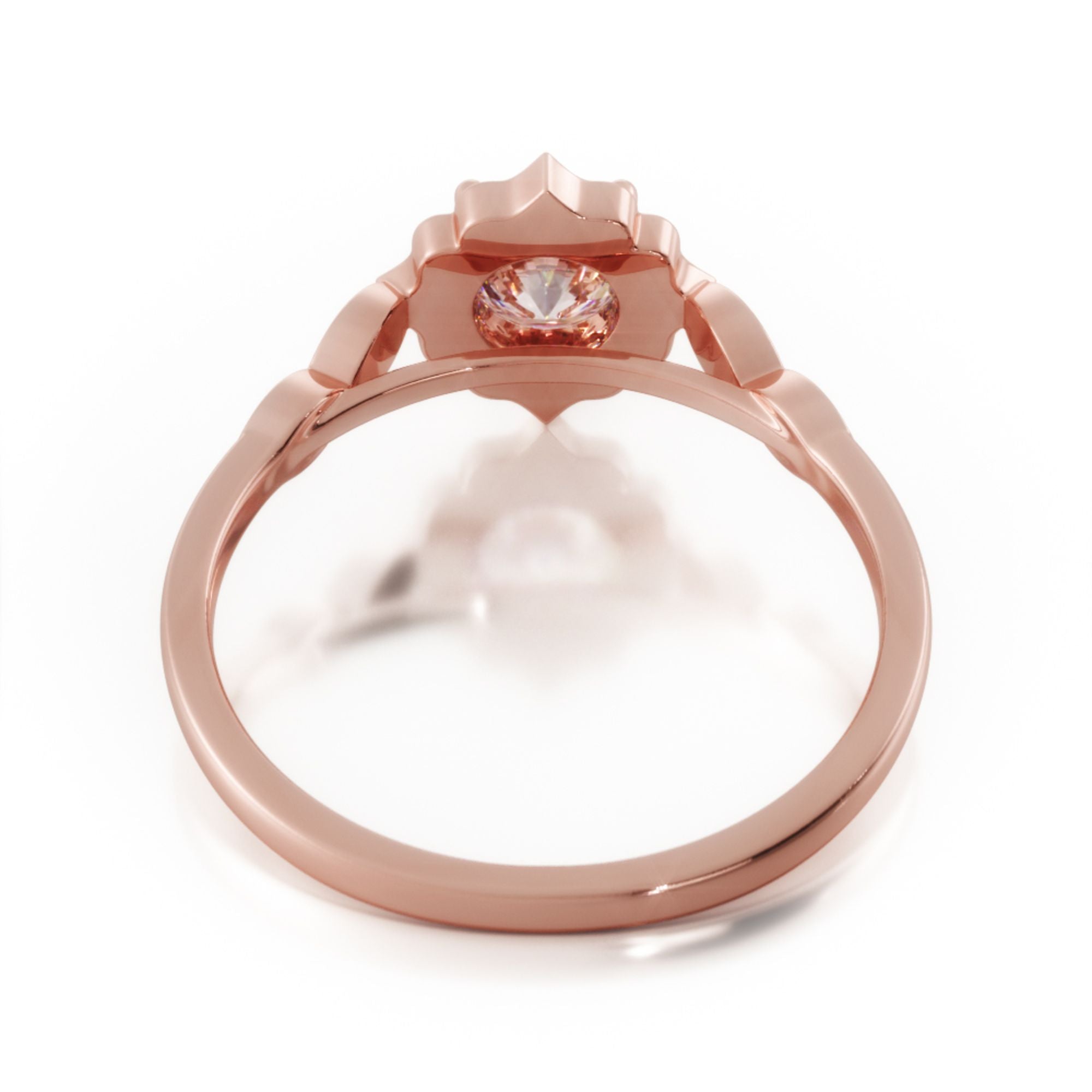 Licht - Decorative Halo Natural Round  Diamond Engagement Ring