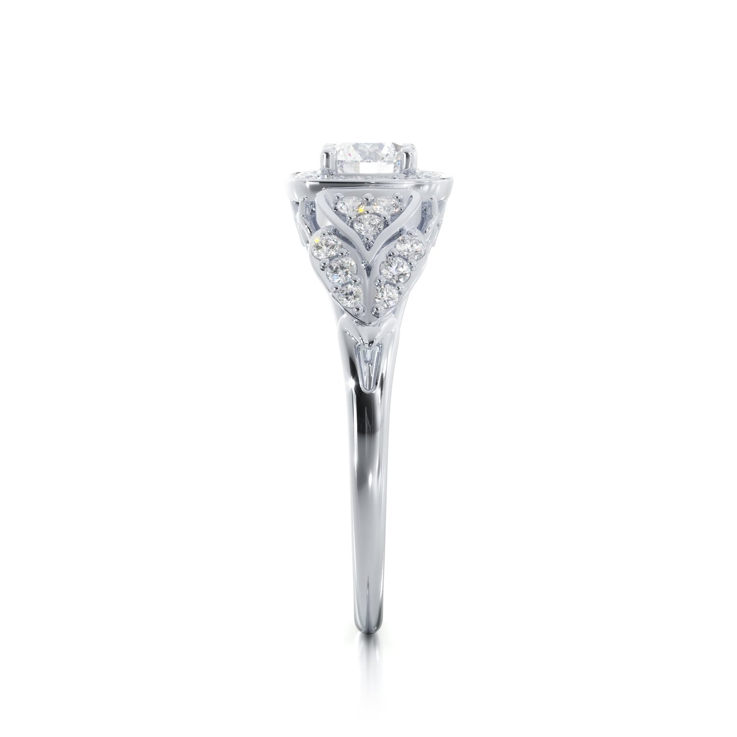 Pav'e Natural Round  Diamond Engagement Ring