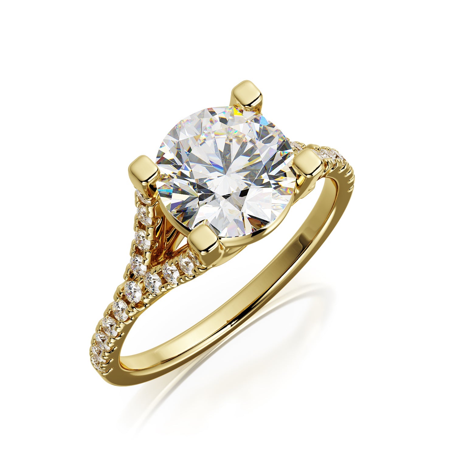 Split Solitaire Natural Round  Diamond Engagement Ring