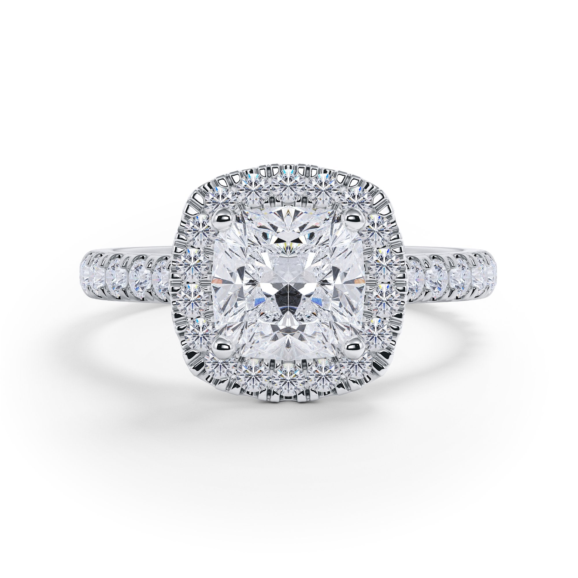 Cushion Halo Natural Cushion  Diamond Engagement Ring