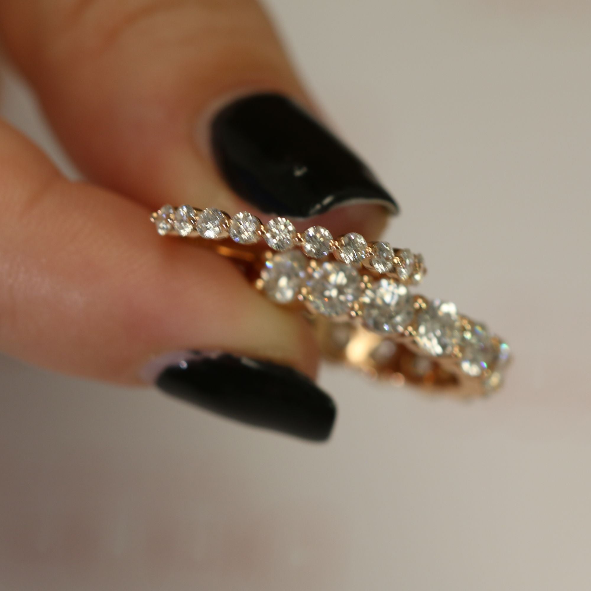 Half Eternity Natural Round cut Diamond Wedding Band Set