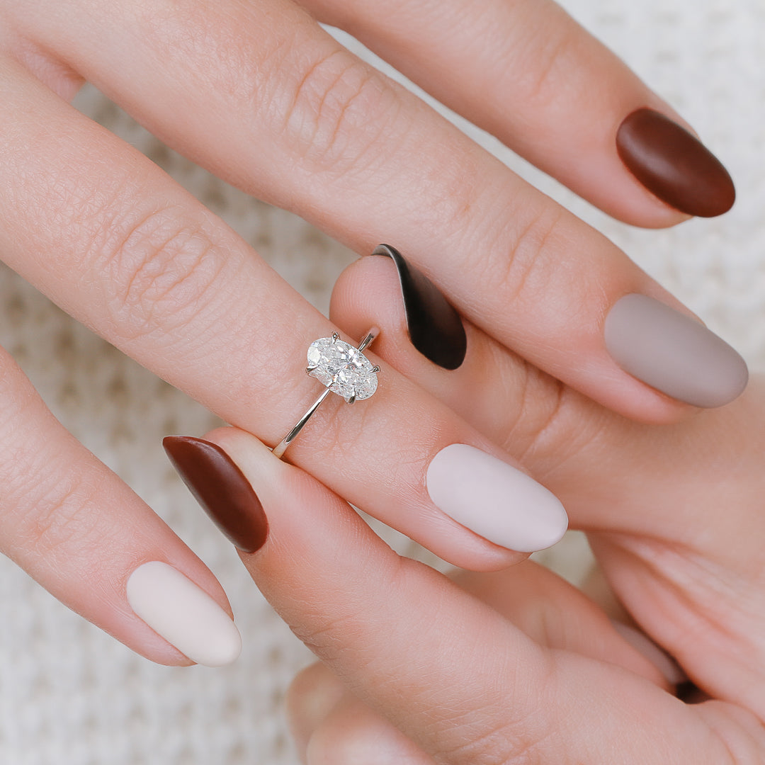 Dainty 1-Carat Natural Oval  Diamond Engagement Ring