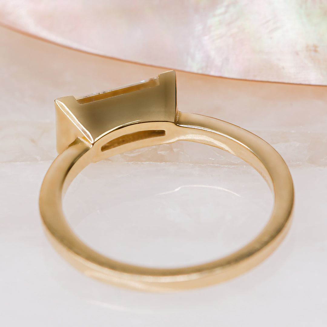 Semi Bezel Natural East-West Baguette Cut  Diamond Engagement Ring