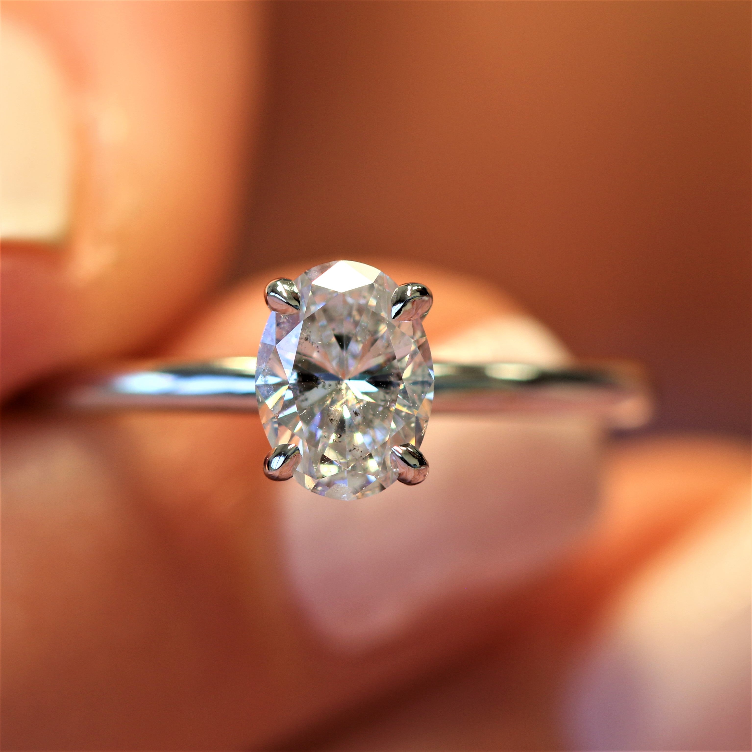 Rounded Band Natural Oval Cut Diamond Engagement Ring