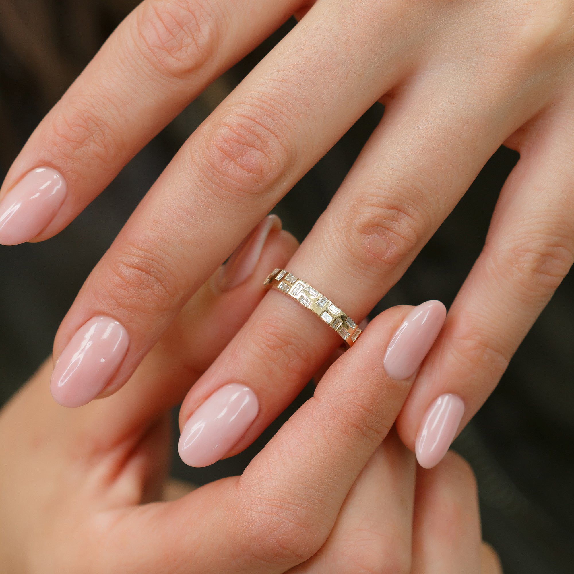 Geometric Natural Baguette Cut Diamond Wedding Band