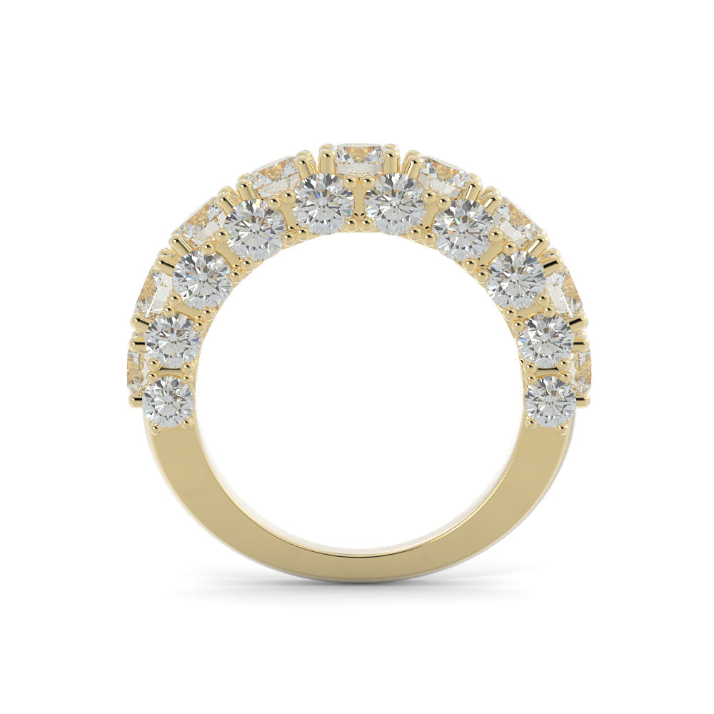 Starburst - 3-Row Natural Round cut Diamond Wedding Band