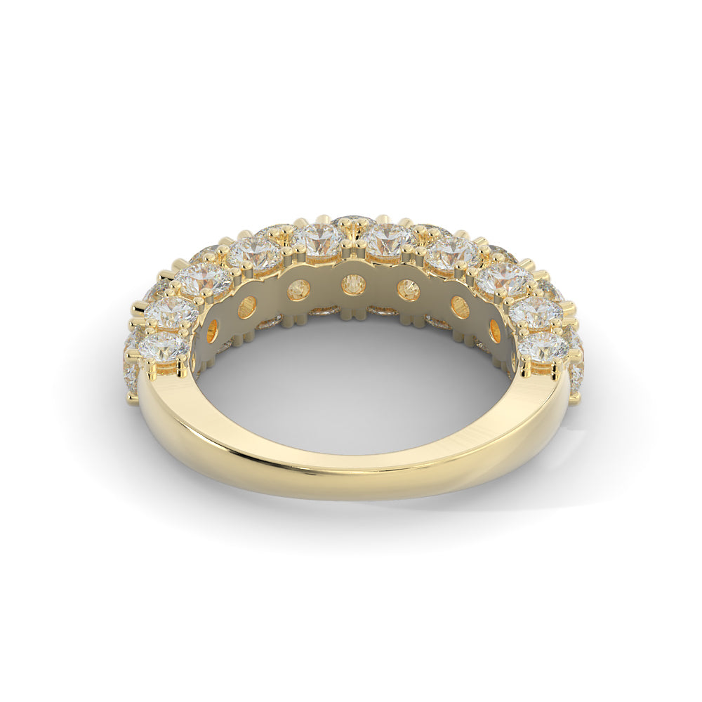 Starburst - 3-Row Natural Round cut Diamond Wedding Band