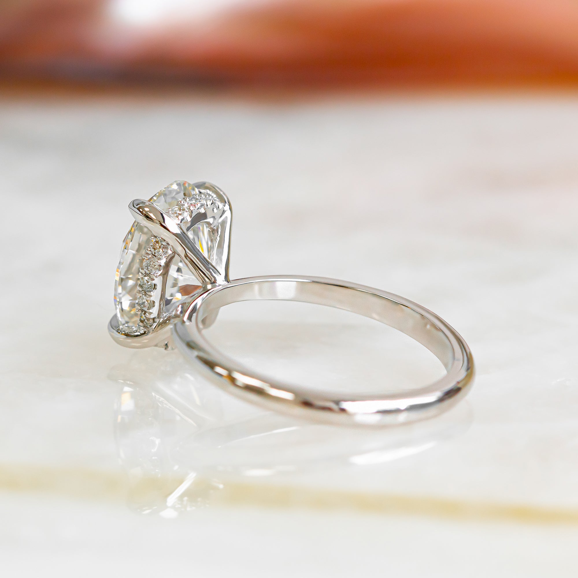 3 Carat Claw Prongs Natural Oval  Diamond Engagement Ring