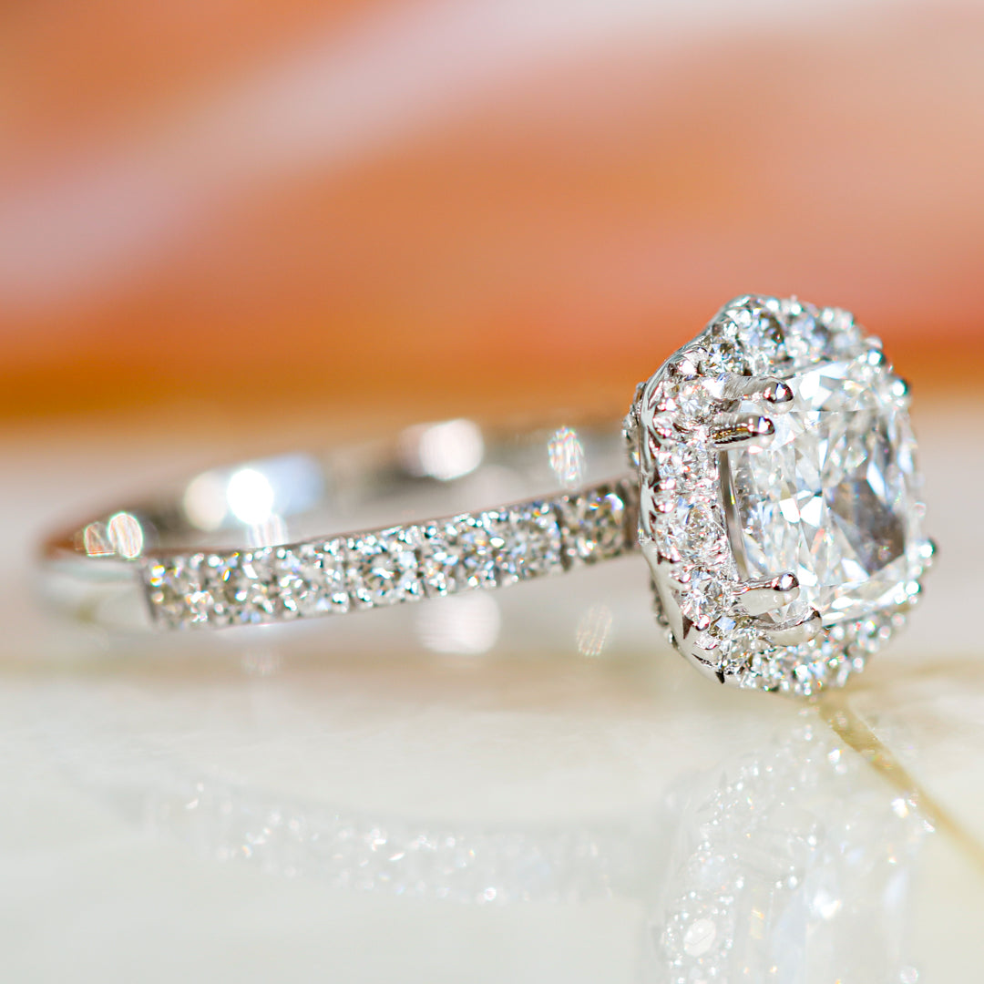Vintage Natural Cushion Cut Diamond Engagement Ring